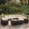vidaXL Set Divani da Giardino 12 pz con Cuscini in Polyrattan Nero