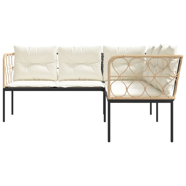 vidaXL Divano Giardino con Cuscini Forma a L Nero Acciaio e Textilene