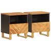 vidaXL Comodini 2 pz Marrone e Nero in Legno Massello di Mango