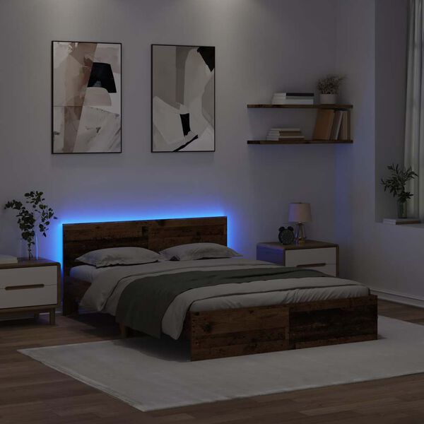 vidaXL Struttura del letto con testiera Legno vecchio 160 x 200 cm