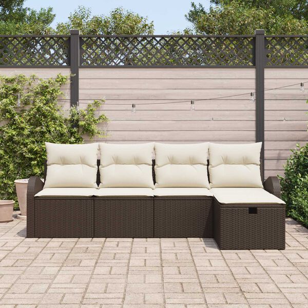 vidaXL Set Divano da Giardino 5 pcs Marrone e crema 234 x 117 x 85 cm