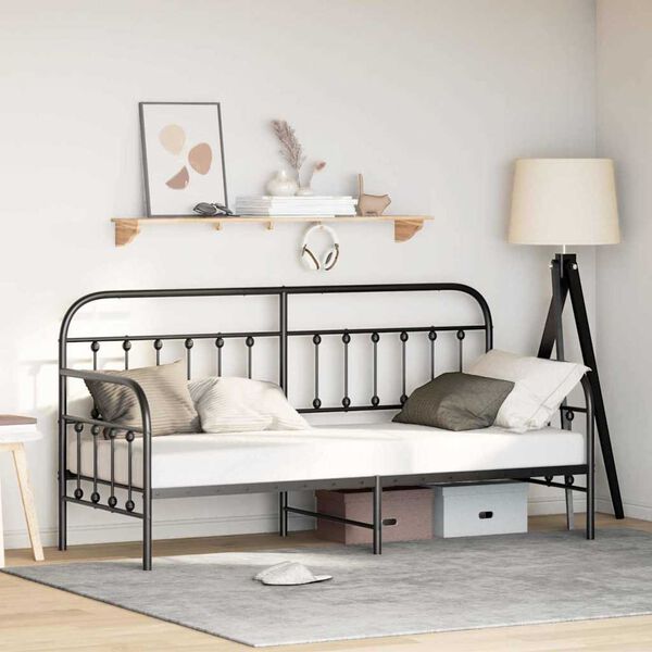 vidaXL Struttura per letto di giorno Nero 75 x 190 cm Acciaio
