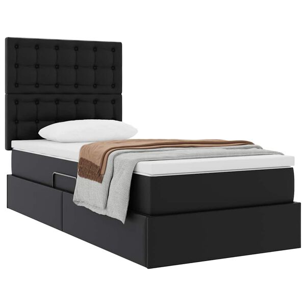 vidaXL Letto con Contenitore Nero 90 x 190 cm Pelle Sintetica