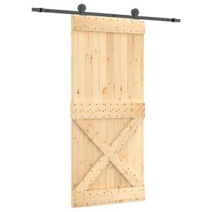 vidaXL Porta Scorrevole con Set Hardware 90x210 cm Legno Massello Pino