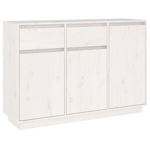 vidaXL Credenza Bianca 110x34x75 cm in Legno Massello di Pino