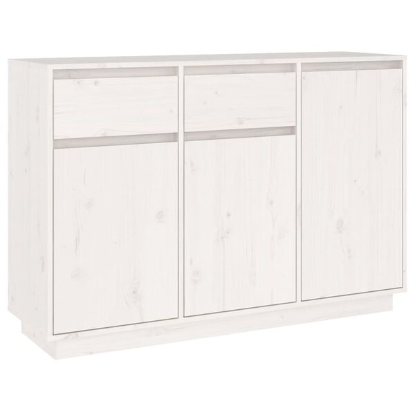 vidaXL Credenza Bianca 110x34x75 cm in Legno Massello di Pino