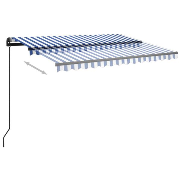vidaXL Tenda da Sole Retrattile Manuale con LED 3x2,5 m Blu e Bianco