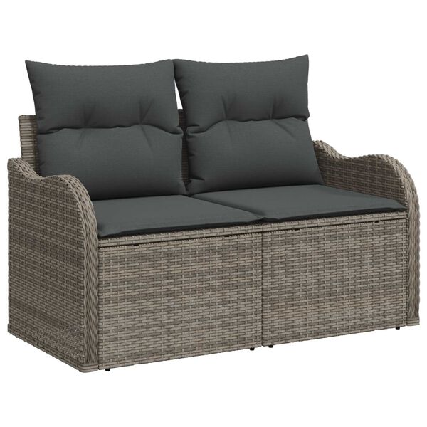 vidaXL Set Divano da Giardino Grigio polyrattan