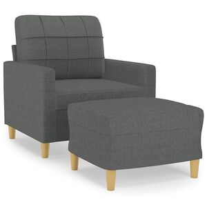 vidaXL Poltrona con Poggiapiedi Grigio Scuro 60 cm in Tessuto