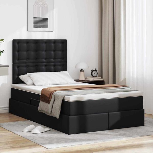 vidaXL Letto con Contenitore Nero 120 x 200 cm Pelle Sintetica