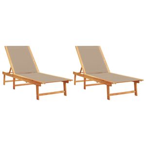 vidaXL Lettini Prendisole 2 pz Tortora Massello Acacia e Textilene