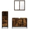 vidaXL Set Mobili da Bagno 3 pz Rovere Fumo in Legno Multistrato