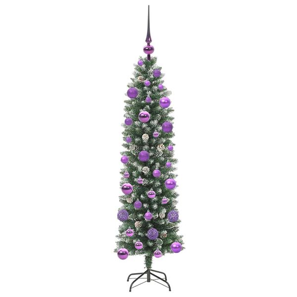 vidaXL Albero di Natale Artificiale Sottile Verde e Bianco 120 cm