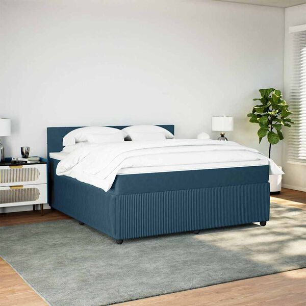 vidaXL Giroletto a Molle con Materasso Blu 180x200 cm in Velluto