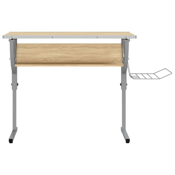 vidaXL Scrivania Sonoma e Grigio 110x53x(58-87) cm Multistrato Acciaio