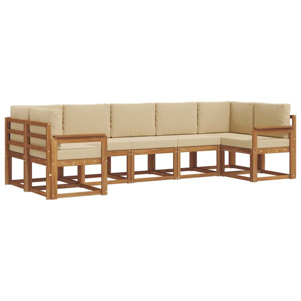 vidaXL Set di divani da esterno con cuscino 7 pcs Naturale e Beige