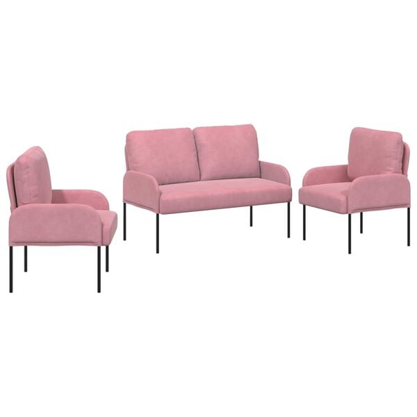 vidaXL Set divani 3 pcs Rosa 115 x 56 x 80 cm Legno compensato