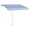 vidaXL Tenda da Sole Retrattile Manuale con LED 300x250cm Blu e Bianco