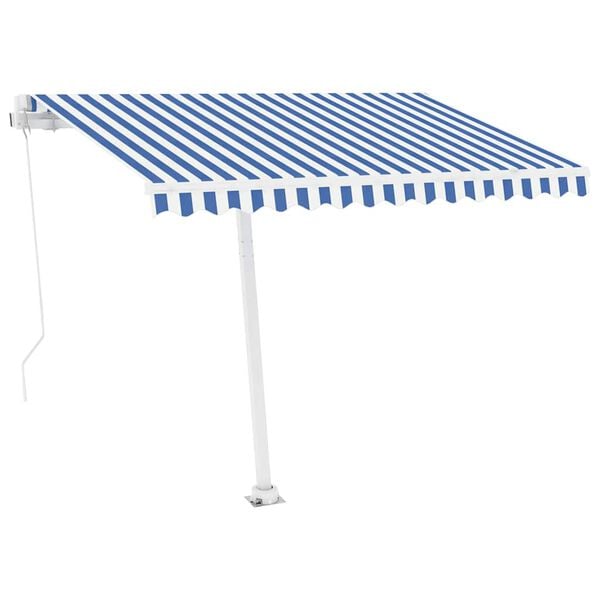 vidaXL Tenda da Sole Retrattile Manuale con LED 300x250cm Blu e Bianco