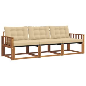 vidaXL Set di divani da esterno 3 pz Naturale e Beige