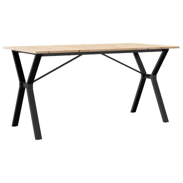 vidaXL Tavolo da Pranzo Telaio a Y 160x80x75 cm Legno Pino e Acciaio