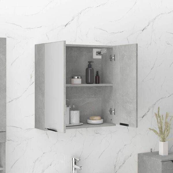 vidaXL Armadietto a Specchio da Bagno Grigio Cemento 64x20x67 cm