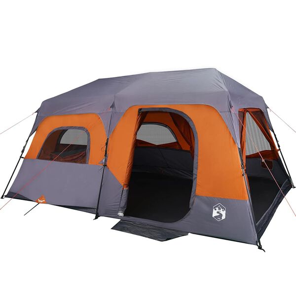 vidaXL Tenda Campeggio 9 Persone Grigio e Arancione Impermeabile