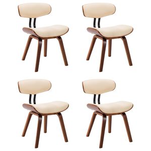 vidaXL Sedie da Pranzo 4 pz Crema in Legno Piegato e Similpelle