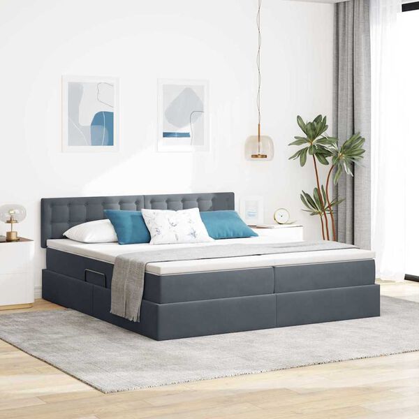 vidaXL Letto con testiera Grigio scuro 200 x 200 cm Velluto