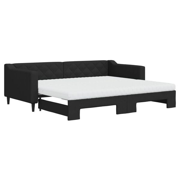 vidaXL Divano Letto Estraibile con Materassi Nero 90x200 cm in Tessuto