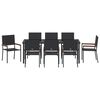vidaXL Set da Pranzo per Giardino con cuscino 9 pcs Nero polyrattan