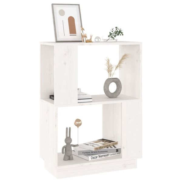 vidaXL Libreria/Divisorio Bianco 51x25x70 cm in Legno Massello di Pino