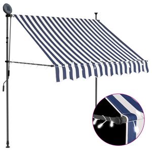 vidaXL Tenda da Sole Retrattile Manuale con LED 100 cm Blu e Bianca