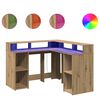 vidaXL Scrivania a Luci LED Rovere Artigianale 140x55x91 cm Truciolato