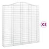vidaXL Cesti Gabbioni ad Arco 3 pz 200x30x200/220 cm Ferro Zincato