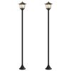 vidaXL Set di Lampioni with LED Bulb 2 pz Nero 16 x 16 x 156 cm