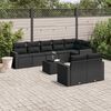 vidaXL Set Divani da Giardino 9 pz con Cuscini Nero in Polyrattan