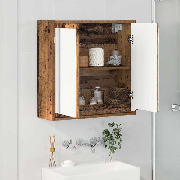 vidaXL Mobiletto per specchio da bagno Legno vecchio 60 x 20 x 60 cm