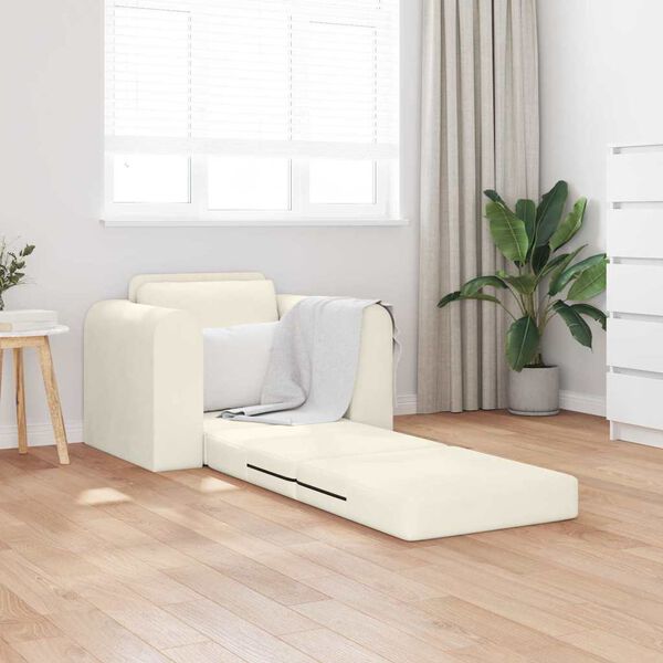 vidaXL Divano letto Crema 98 x 71 x 83 cm Velluto