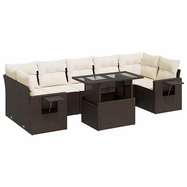 vidaXL Set Divani da Giardino 8 pz con Cuscini Marrone in Polyrattan