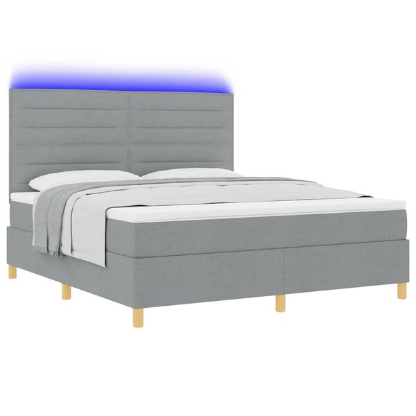 vidaXL Letto a Sorgente LED Grigio chiaro 180 x 200 cm Tessuto