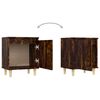 vidaXL Comodini con Gambe in Legno Massello 2pz Rovere Fumo 40x30x50cm