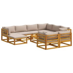 vidaXL Set di divani 10 pz Naturale Legno di Acacia Massello