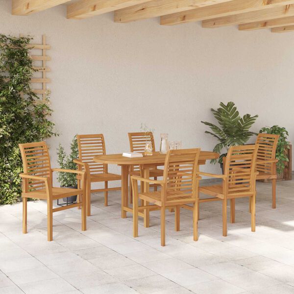 vidaXL Set da Pranzo per Giardino 7 pcs Marrone Legno massello di teak