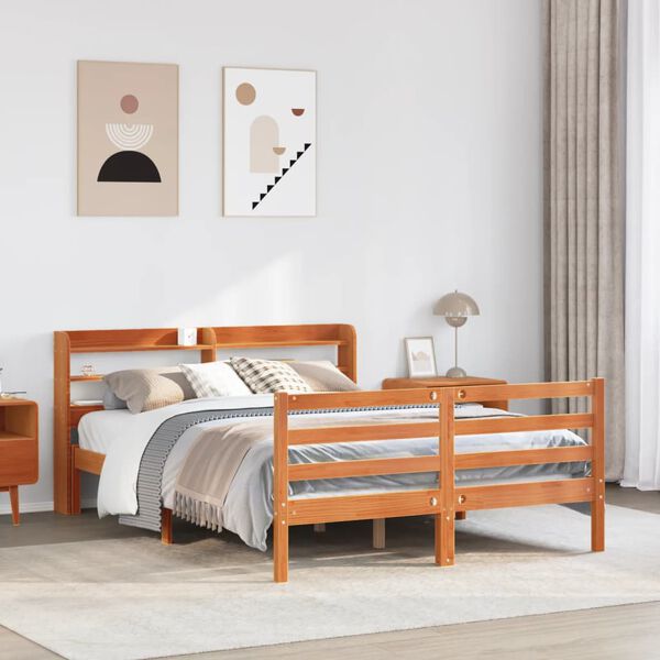vidaXL Letto senza Materasso Marrone Cera 120x190 cm in Legno di Pino