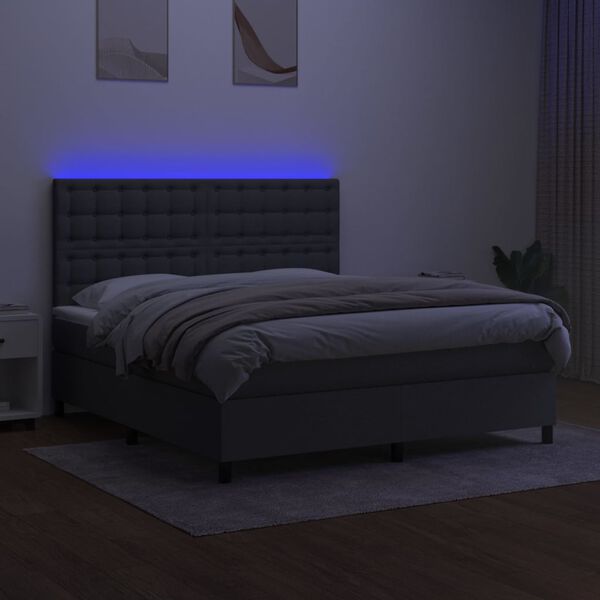 vidaXL Letto a Molle Materasso e LED Grigio Scuro 180x200cm in Tessuto