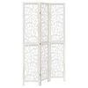 vidaXL Divisorio Ambienti 3Pannelli Bianco Legno Massello di Paulownia