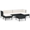 vidaXL Set Divani da Giardino 7 pz con Cuscini in Polyrattan Nero