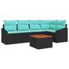 vidaXL Set Divano da Giardino con cuscino 6 pcs Nero polyrattan