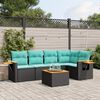 vidaXL Set Divani da Giardino 6 pz con Cuscini Nero in Polyrattan